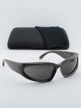Balenciaga BB0157S 008 Geometric Sport Sunglasses - Grey / Grey